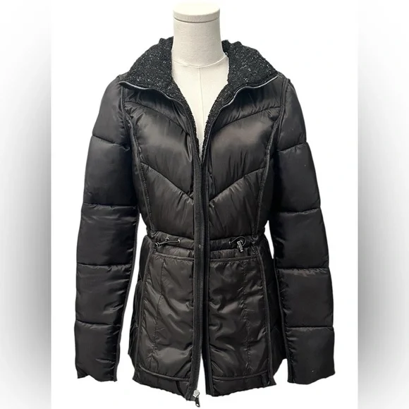 🆕 Bernardo Tweed Puffer Coat Jacket Black Shimmer Women’s Size Small NWT - Picture 5 of 8